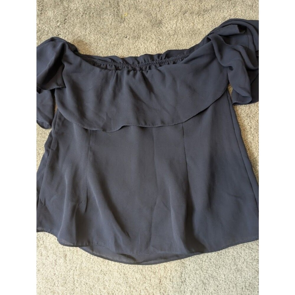 Evenuel Women's Cold Shoulder Summer Top Size Small Blue Short Shirt